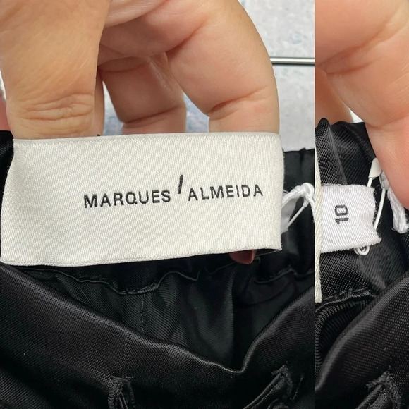 MARQUES' ALMEIDA
Feather-embellished kick-flare satin trousers size 10 - Picture 11 of 16